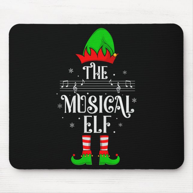Musical Elf Xmas Christmas Matching Family Elf Squ Mousepad (Vorne)