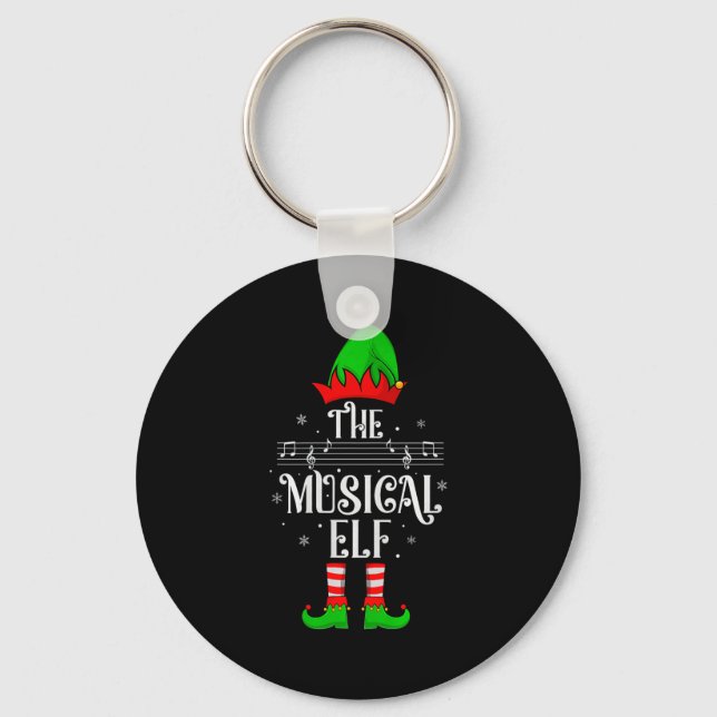 Musical Elf Xmas Christmas Matching Family Elf Squ Schlüsselanhänger (Vorderseite)
