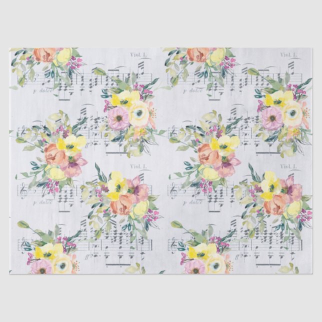 Musical Floral Seidenpapier (Vorderseite)