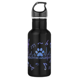 Musical Flute with Paw Prints Edelstahlflasche