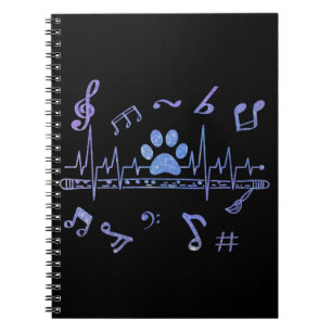 Musical Flute with Paw Prints Notizblock