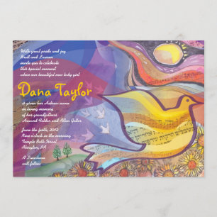 Musical Flying Dove Baby Namitation Hebräisch Einladung