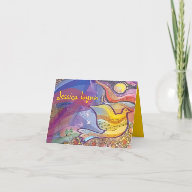Musical Flying Dove Bat Mitzvah Einladung (Vorderseite)