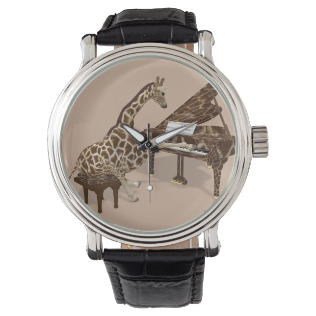Musical Giraffe Playing Grand Piano Armbanduhr (Vorderseite)