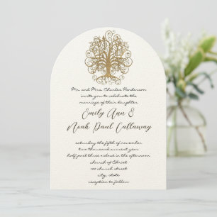 Musical Gold Swirl Tree Einladung Hochzeit