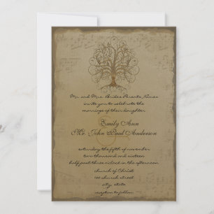 Musical Gold Swirl Tree Einladung Hochzeit