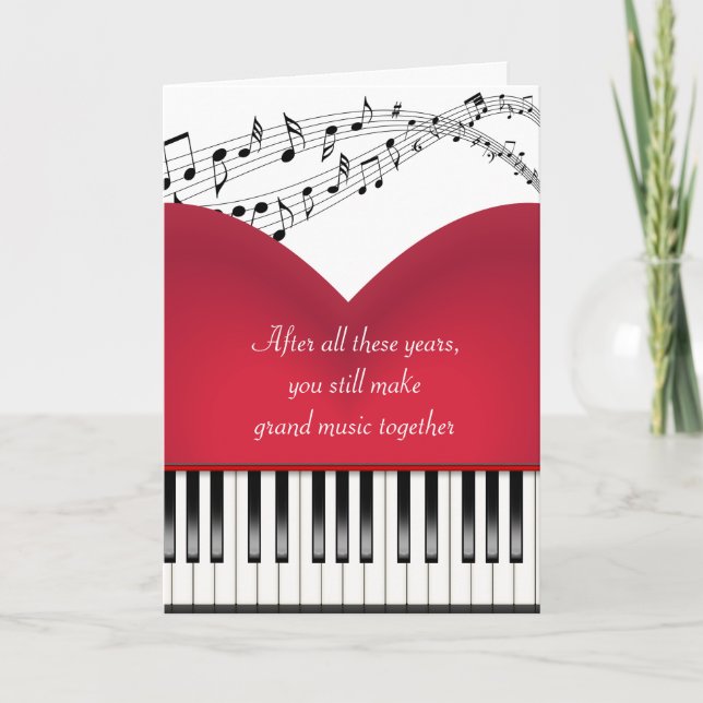 Musical Grand Piano Herz für das Jubiläum Karte (Vorderseite)