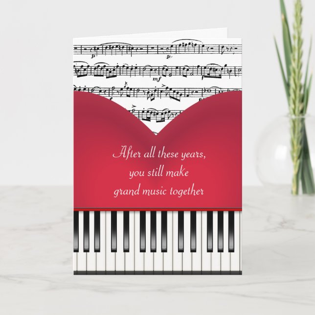 Musical Grand Piano Herz für das Jubiläum Karte (Vorderseite)