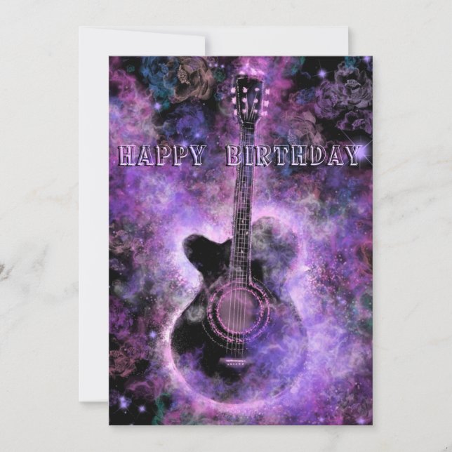 Musical Guitar Birthday Card Karte (Vorderseite)