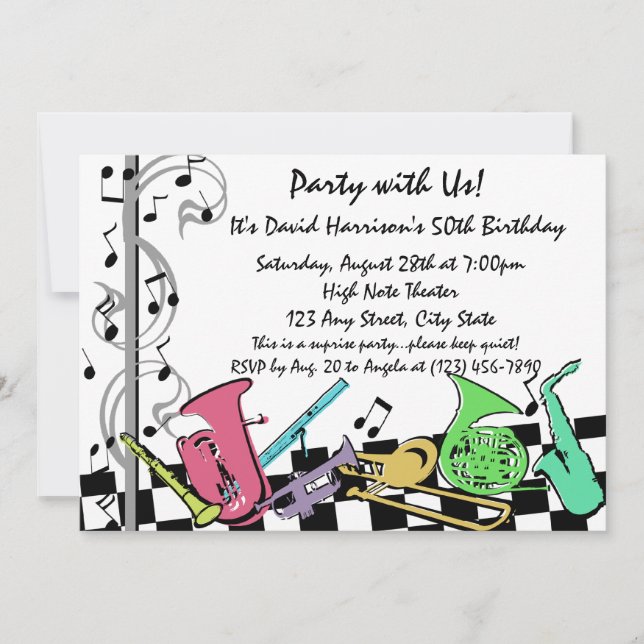 Musical Hip Hop Invite Einladung (Vorderseite)