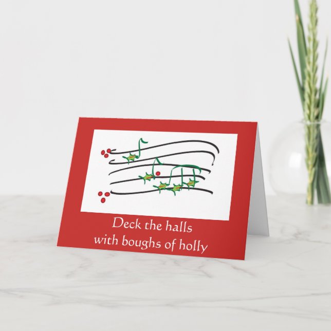 Musical Holly 2 zeitgenössische Weihnachtskarte Feiertagskarte (Vorderseite)