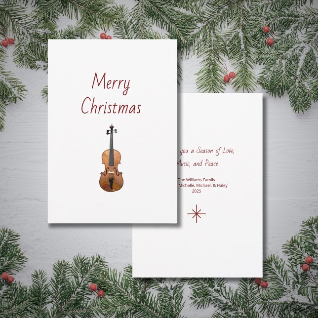 Musical Instrument Violin Merry Christmas   Feiertagskarte (Von Creator hochgeladen)
