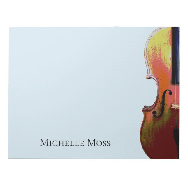 Musical Instrument Violin Personalized Blue  Notizblock (Vorderseite)