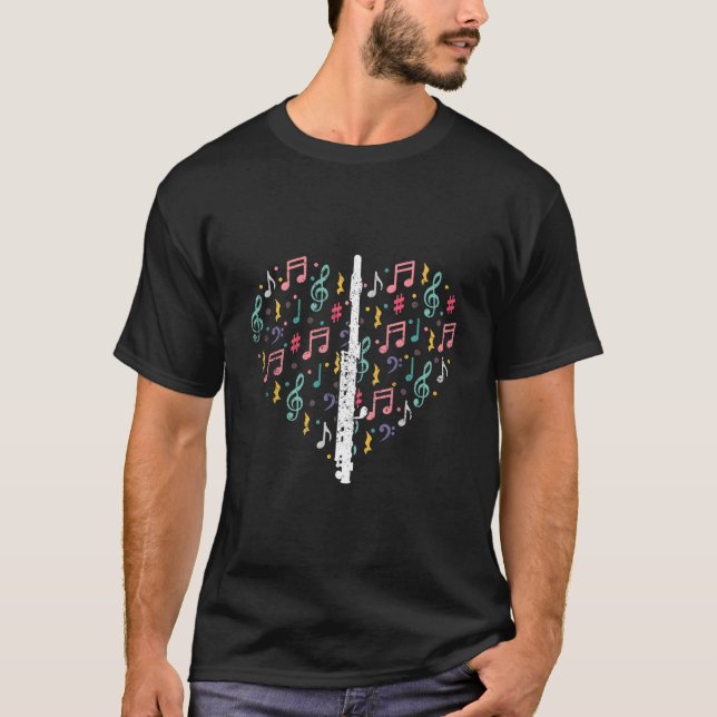 Musical Instruts Music Notes Flute T-Shirt (Vorderseite)