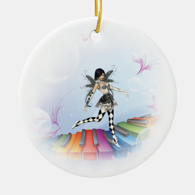 Musical Keyboard Fee Vignette Keramikornament (Vorne)