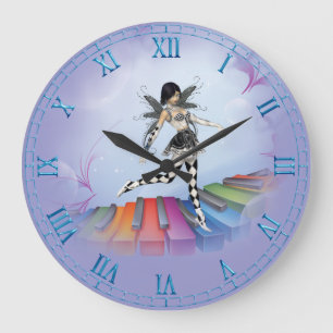 Musical Keyboard Fee Vignette Wall Clock Große Wanduhr