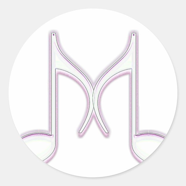 Musical "M" Letter Runder Aufkleber (Vorderseite)