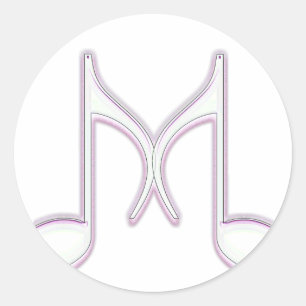 Musical "M" Letter Runder Aufkleber