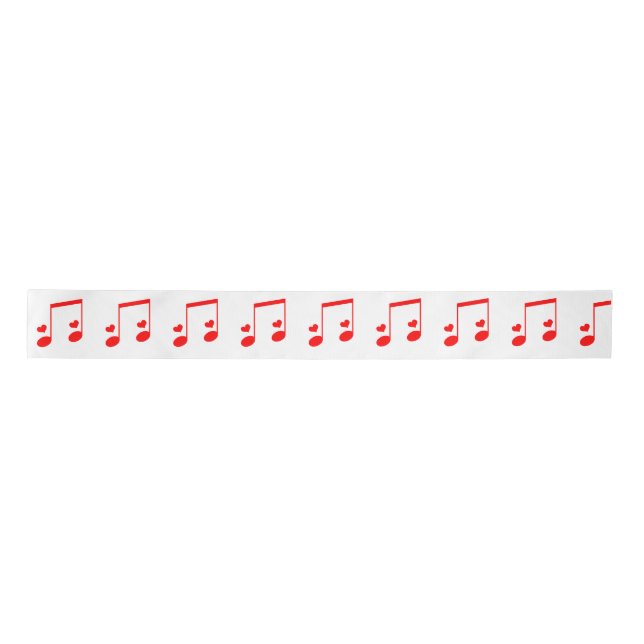 Musical Note Simple Red Hearts Satinband (Vorderseite)