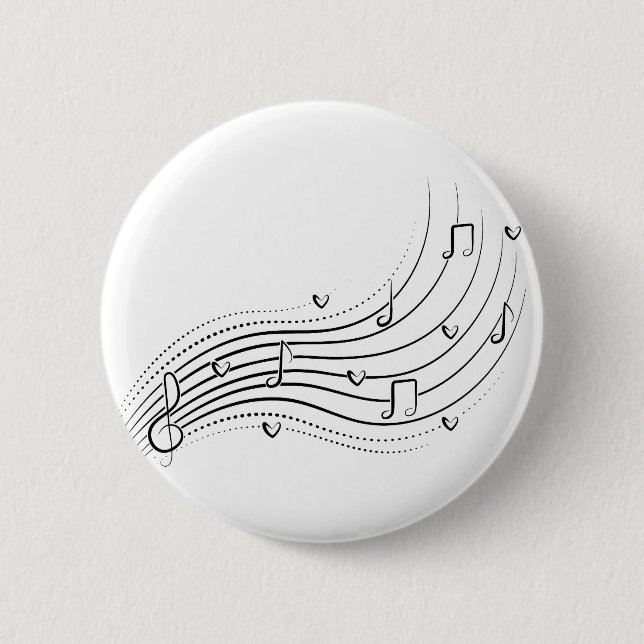 Musical note wave, black line clipart button (Vorderseite)