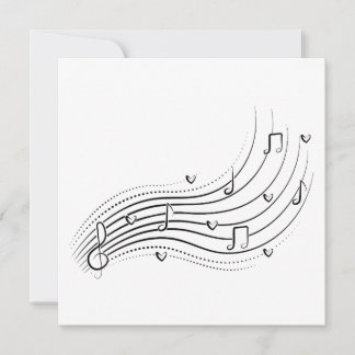 Musical note wave, black line clipart einladung