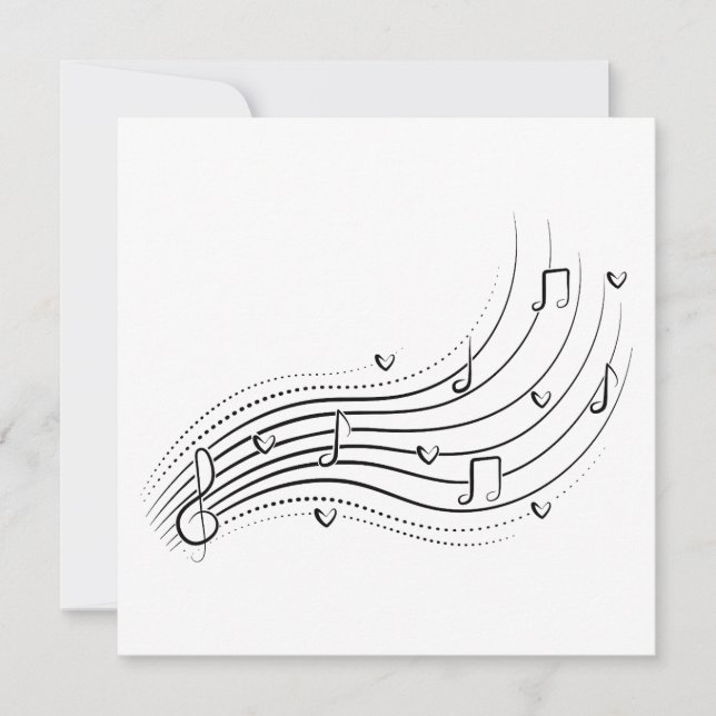 Musical note wave, black line clipart einladung (Vorderseite)