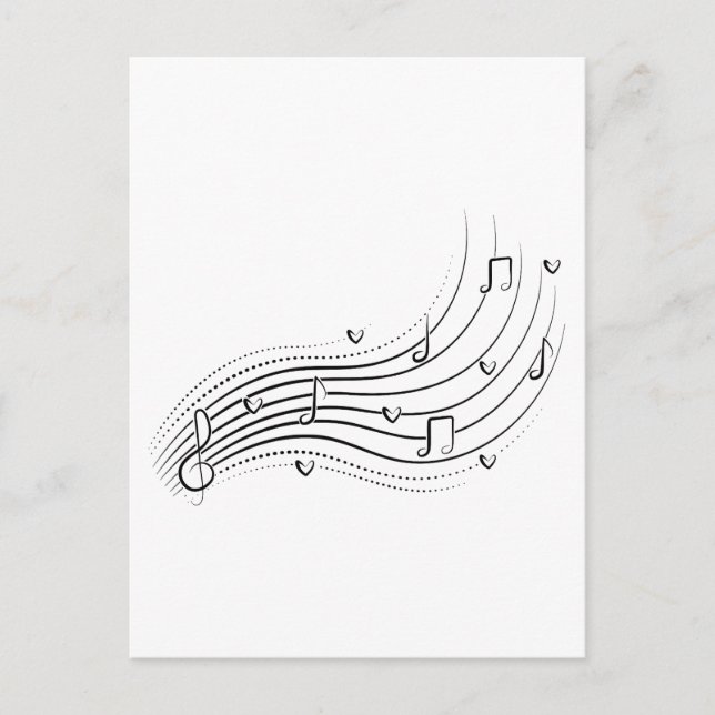 Musical note wave, black line clipart postkarte (Vorderseite)