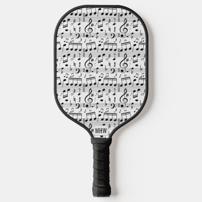 Musical Notes custom monogram Pickleball Schläger (Vorderseite)