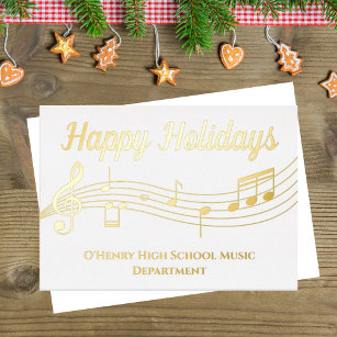 Musical Notes Custom Music Teacher Gold Foil Card Folien Feiertagskarte