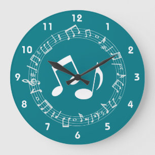 Musical Notes Design Wall Clock Große Wanduhr