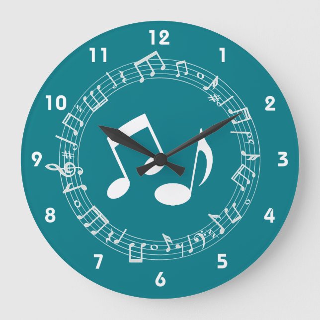 Musical Notes Design Wall Clock Große Wanduhr (Vorderseite)