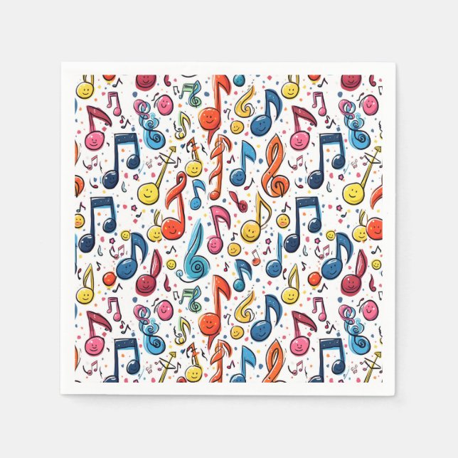 Musical Notes Kawaii Art Design Serviette (Vorderseite)