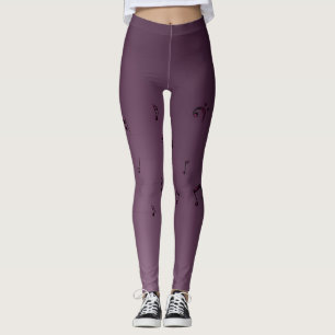 Musical Notes Mauve Leggings