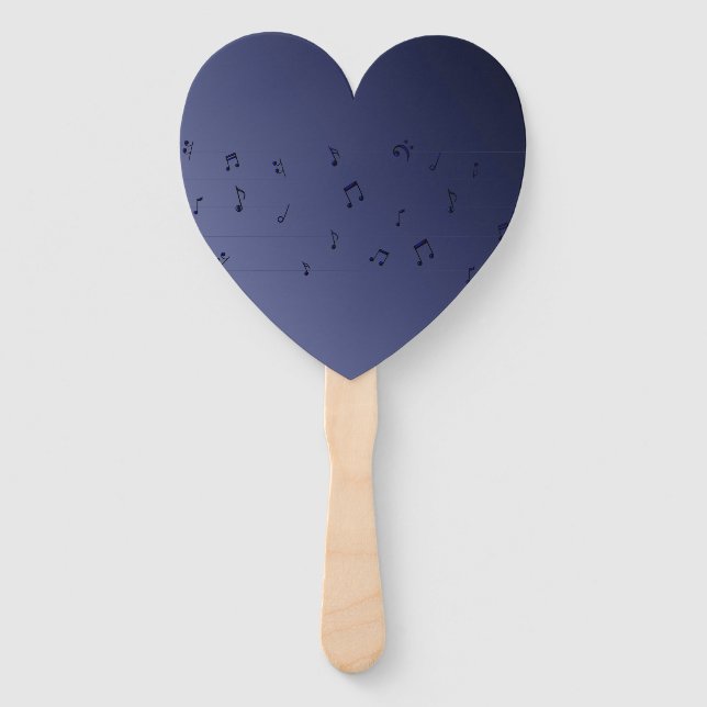 Musical Notes Navy Ombre Set Fans Fächer (Rückseite)