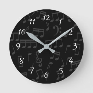 Musical Notes Pattern Illustration Runde Wanduhr