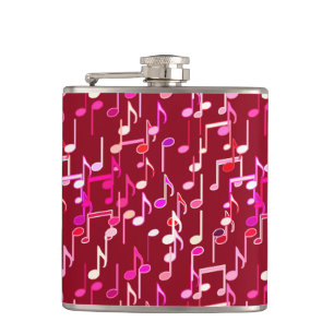 Musical Notes print - burgundy, multi Flachmann
