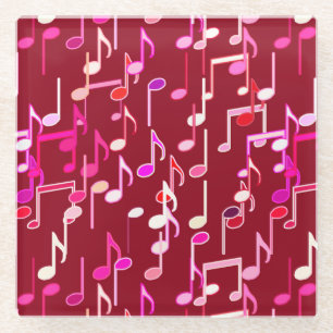 Musical Notes print - burgundy, multi Glasuntersetzer