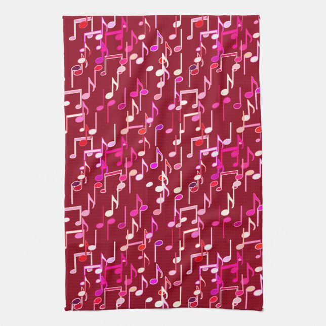 Musical Notes print - burgundy, multi Handtuch (Vertikal)