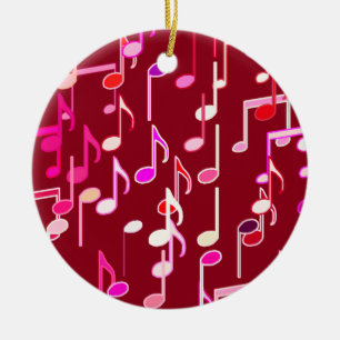 Musical Notes print - burgundy, multi Keramikornament