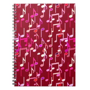 Musical Notes print - burgundy, multi Notizblock