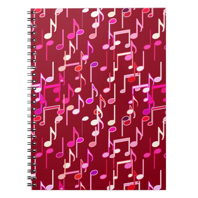 Musical Notes print - burgundy, multi Notizblock (Vorderseite)