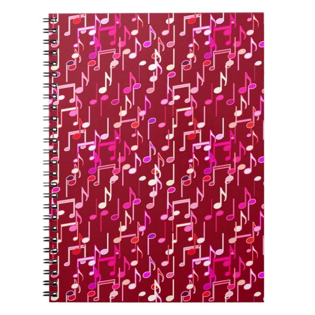 Musical Notes print - burgundy, multi Notizblock (Vorderseite)