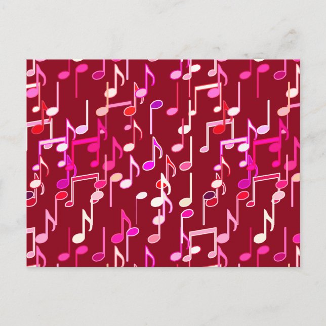Musical Notes print - burgundy, multi Postkarte (Vorderseite)