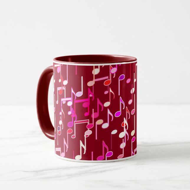 Musical Notes print - burgundy, multi Tasse (Vorderseite Links)