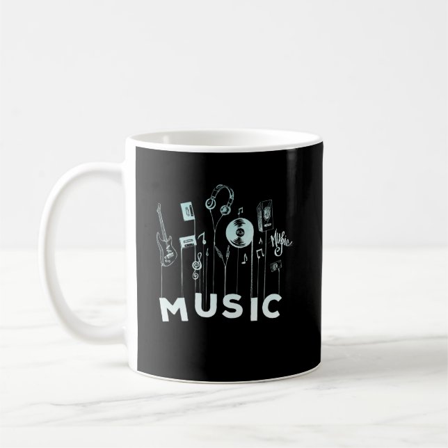 Musical Notes Vinyl Guitar Music Lover Kaffeetasse (Links)