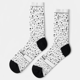 Musical notes, your text in black and white socken
