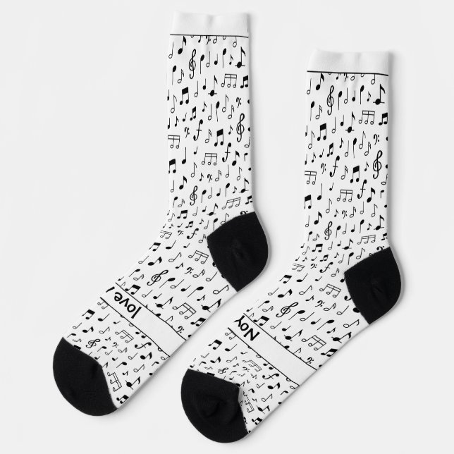 Musical notes, your text in black and white socken (Linkes Detail)