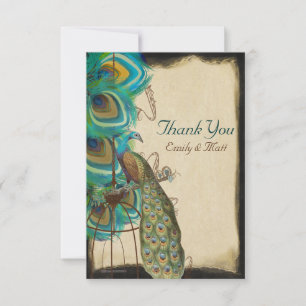 Musical Peacock Birdcage Plume Mariage Merci