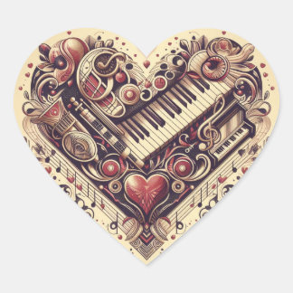 Musical Piano Heart Herz-Aufkleber