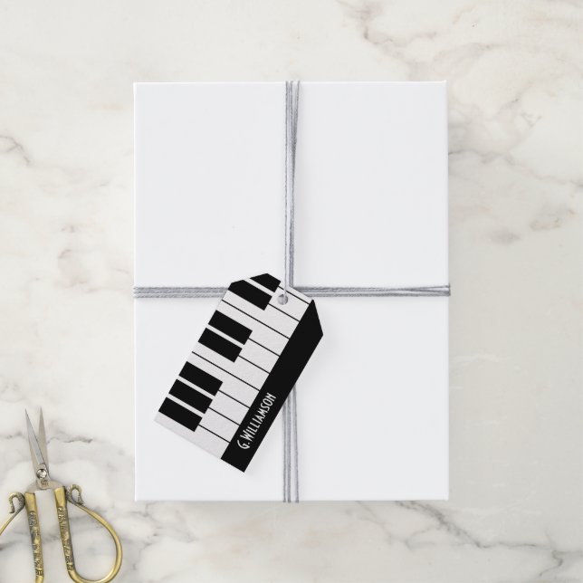 Musical Piano Keys | Name hinzufügen Geschenkanhänger (Mit Garn)